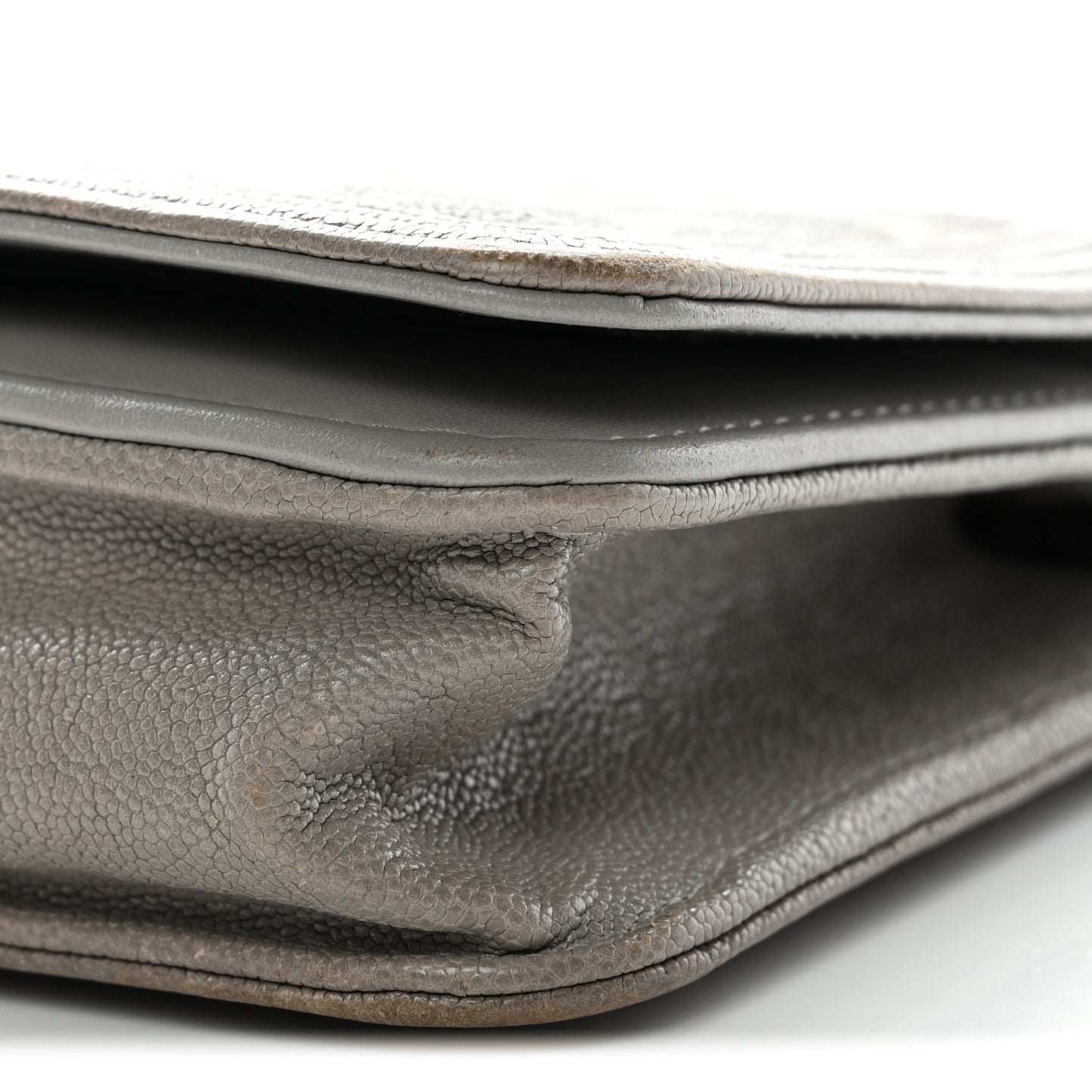 Caviar Quilted Boy Wallet On Chain WOC Grey