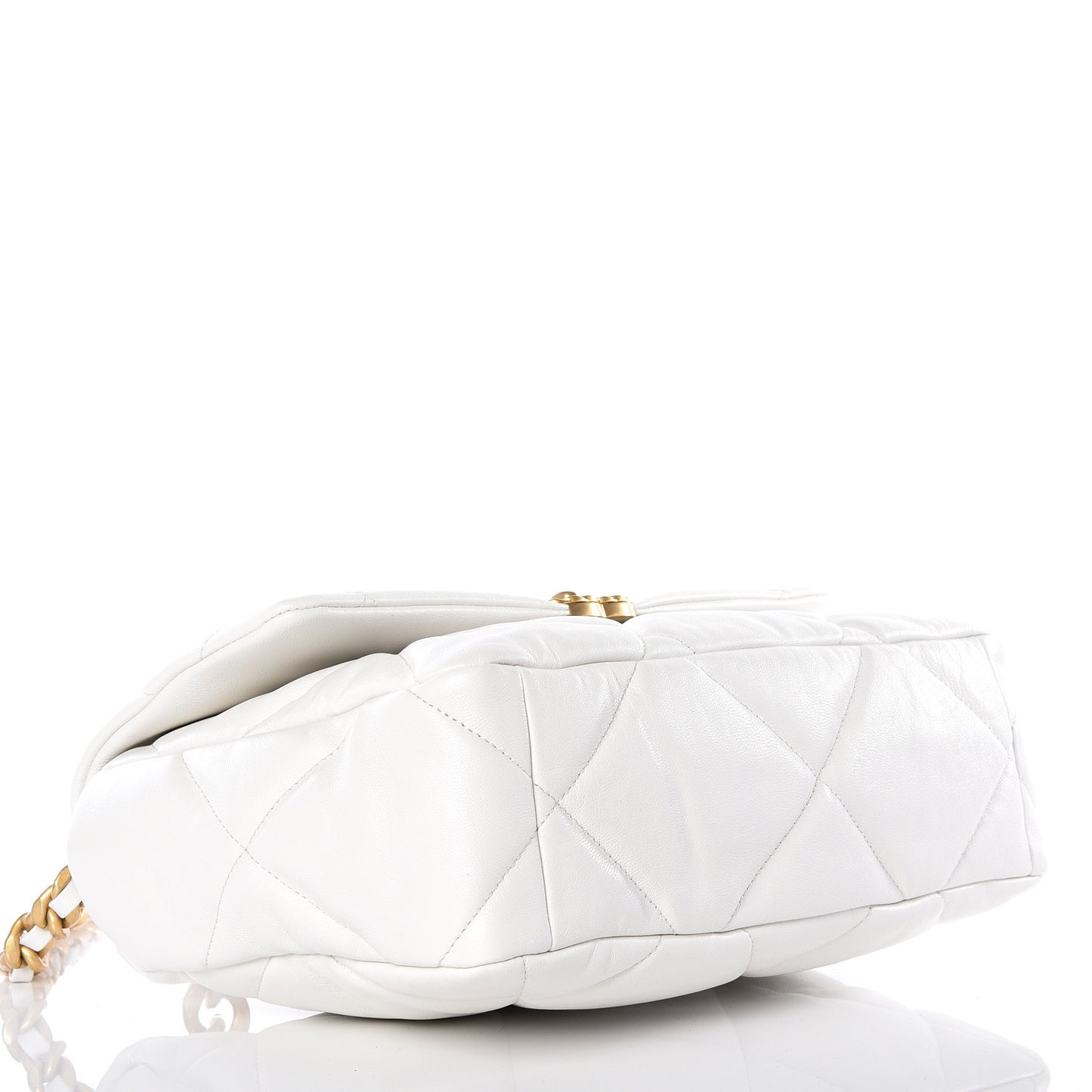 Lambskin Quilted Large 19 Flap Light White