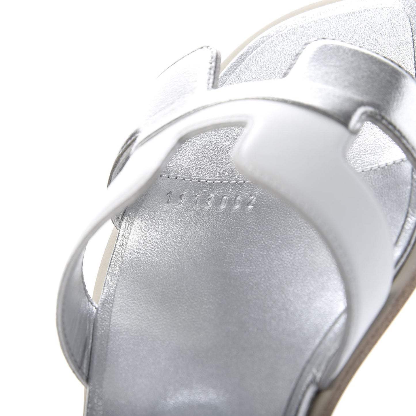 Metallic Nappa Box Oran Sandals 37 White Gris Argente