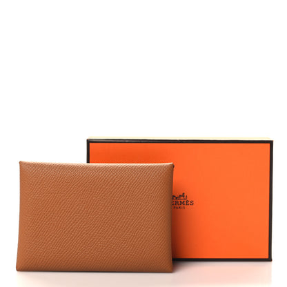 Hermes Epsom Calvi Duo Card Case Gold 8 of 8