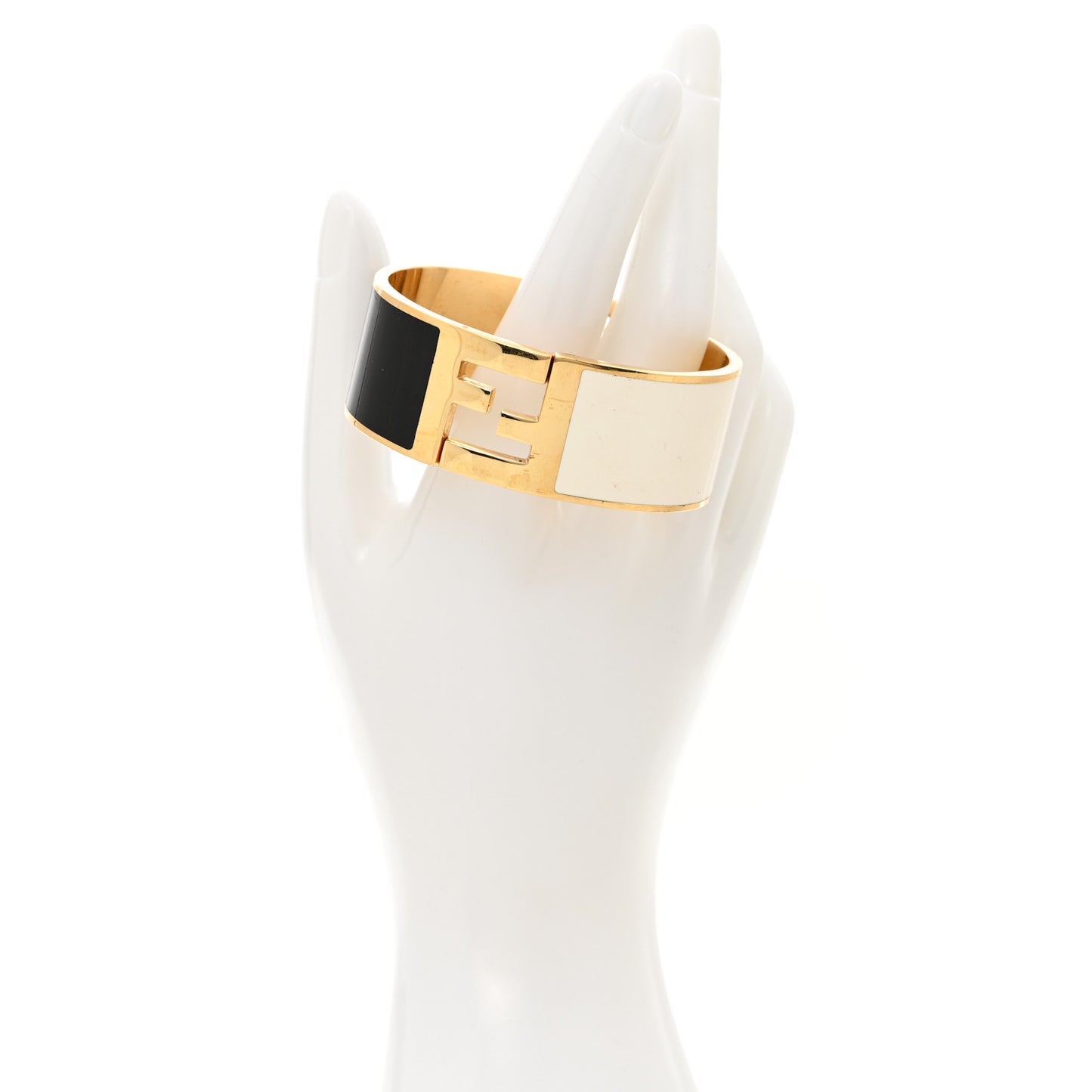 Enamel Fendista Bracelet L Gold White Black