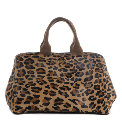 Prada Calf Hair Leopard Print Shopping Tote Sabbia Moro 1 of 12
