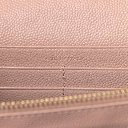 Saint Laurent Grain De Poudre Matelasse Chevron Monogram Chain Wallet Pale Pink 7 of 13