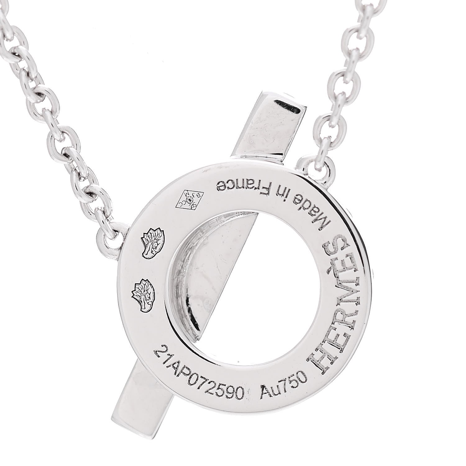 Hermes 18K White Gold Diamond Finesse Pendant Necklace 4 of 5