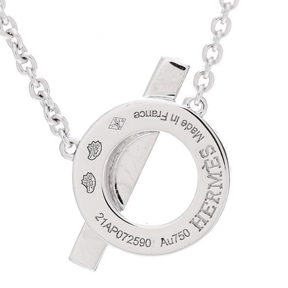 Hermes 18K White Gold Diamond Finesse Pendant Necklace 4 of 5