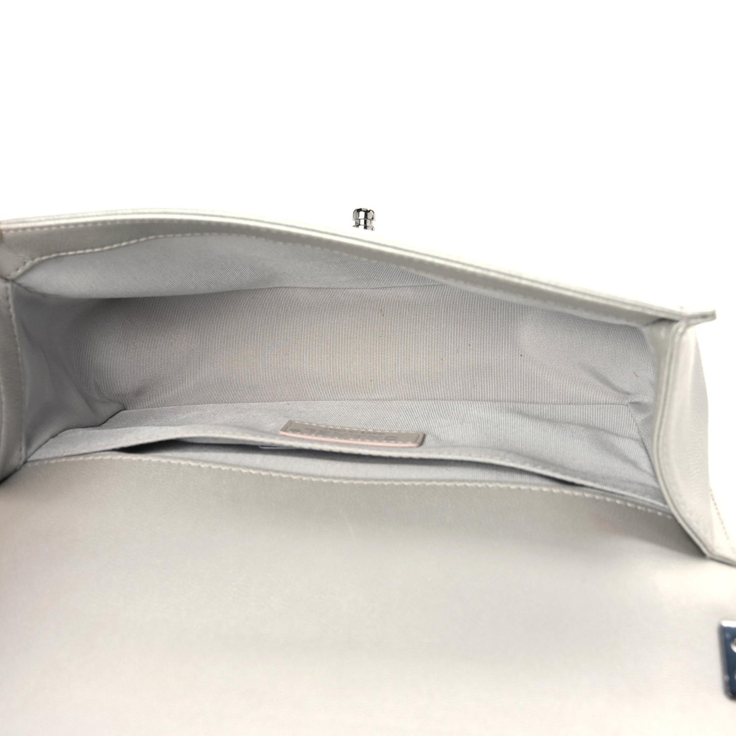 Metallic Caviar Quilted Medium Boy Flap Silver