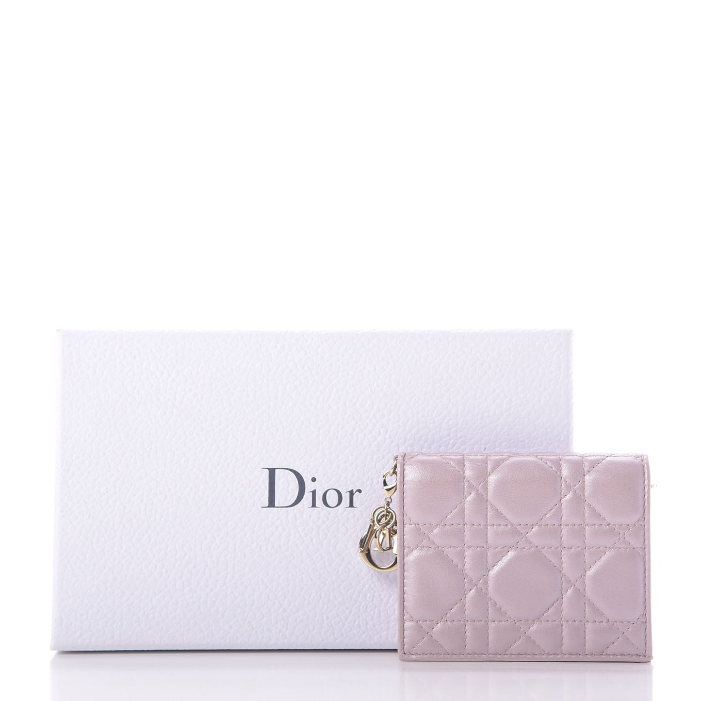 Metallic Lambskin Cannage Mini Lady Dior Wallet Lotus