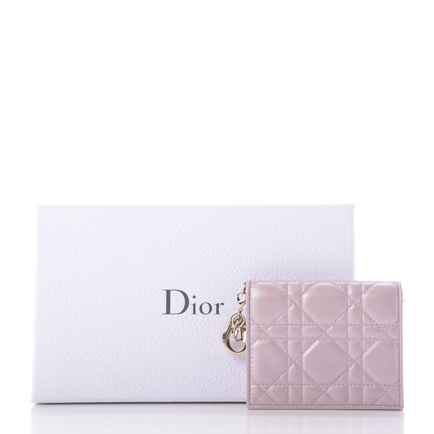 Christian Dior Metallic Lambskin Cannage Mini Lady Dior Wallet Lotus 9 of 9
