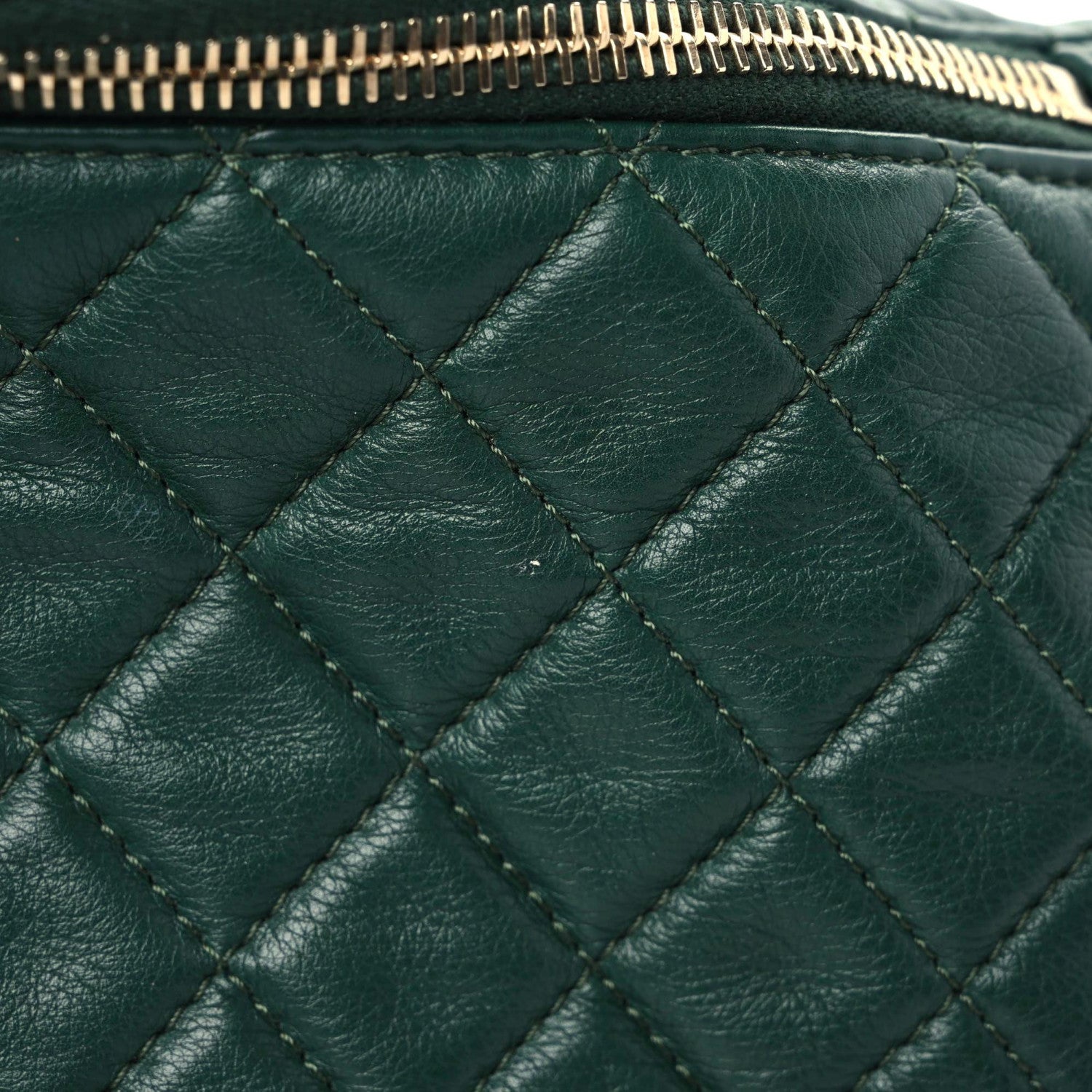 Chanel Calfskin Quilted Banane Waist Bag Fanny Pack Dark Green 7 of 11
