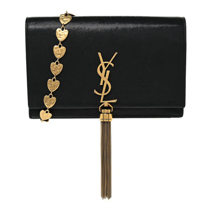 Saint Laurent Smooth Calfskin Classic Monogram Kate Heart Tassel Heart Chain Wallet Black 1 of 22