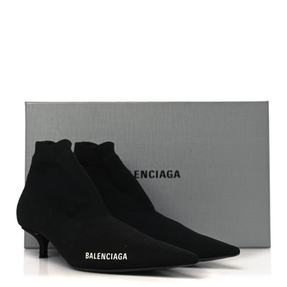 Balenciaga Recycled Knit Logo Pointed Toe Knife 40mm Booties 37 Black White 8 of 8
