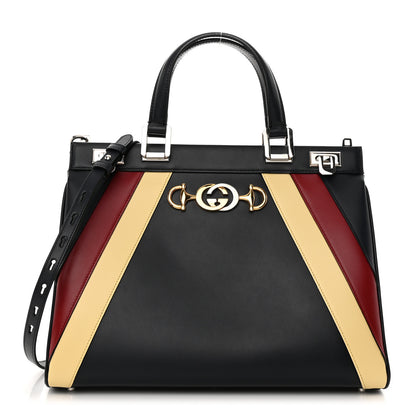 Gucci Smooth Calfskin Medium Zumi Top Handle Bag Blue Romantic Cerise Butter Multicolor 1 of 18
