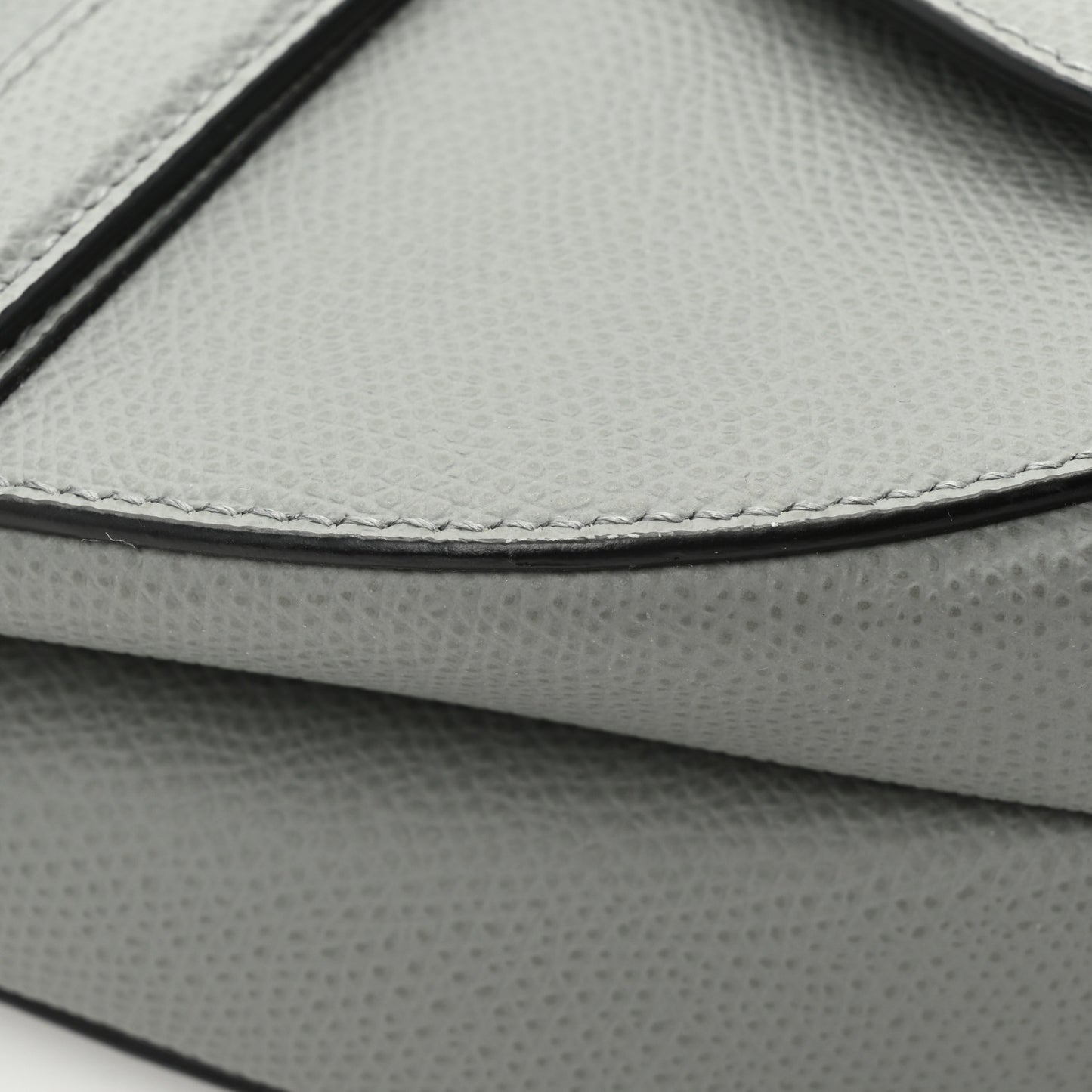 Grained Calfskin Saddle Bag Grey Stone