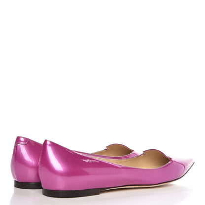 Jimmy Choo Patent Leather Attila Pointy Toe Flats 39.5 Jazzberry 4 of 10