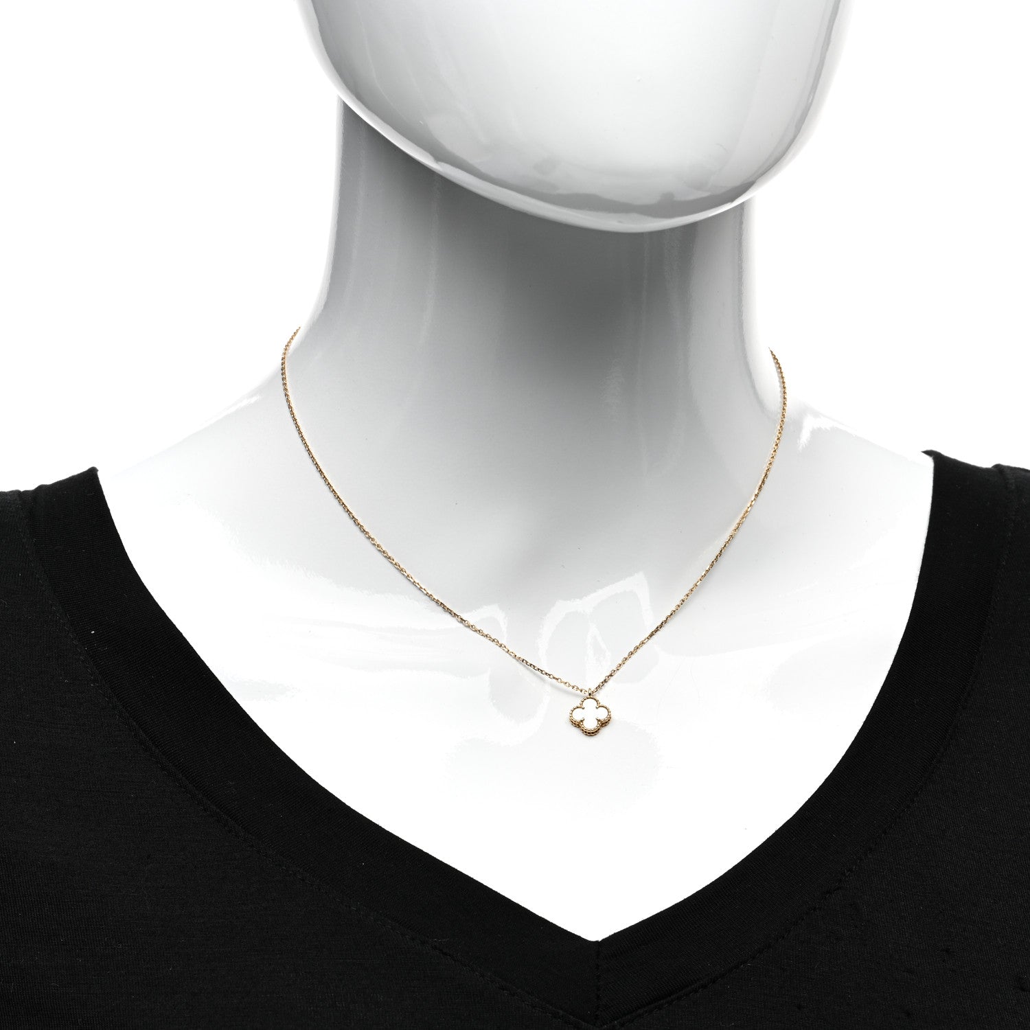 Van Cleef & Arpels 18K Yellow Gold Mother of Pearl Sweet Alhambra Pendant Necklace 2 of 4