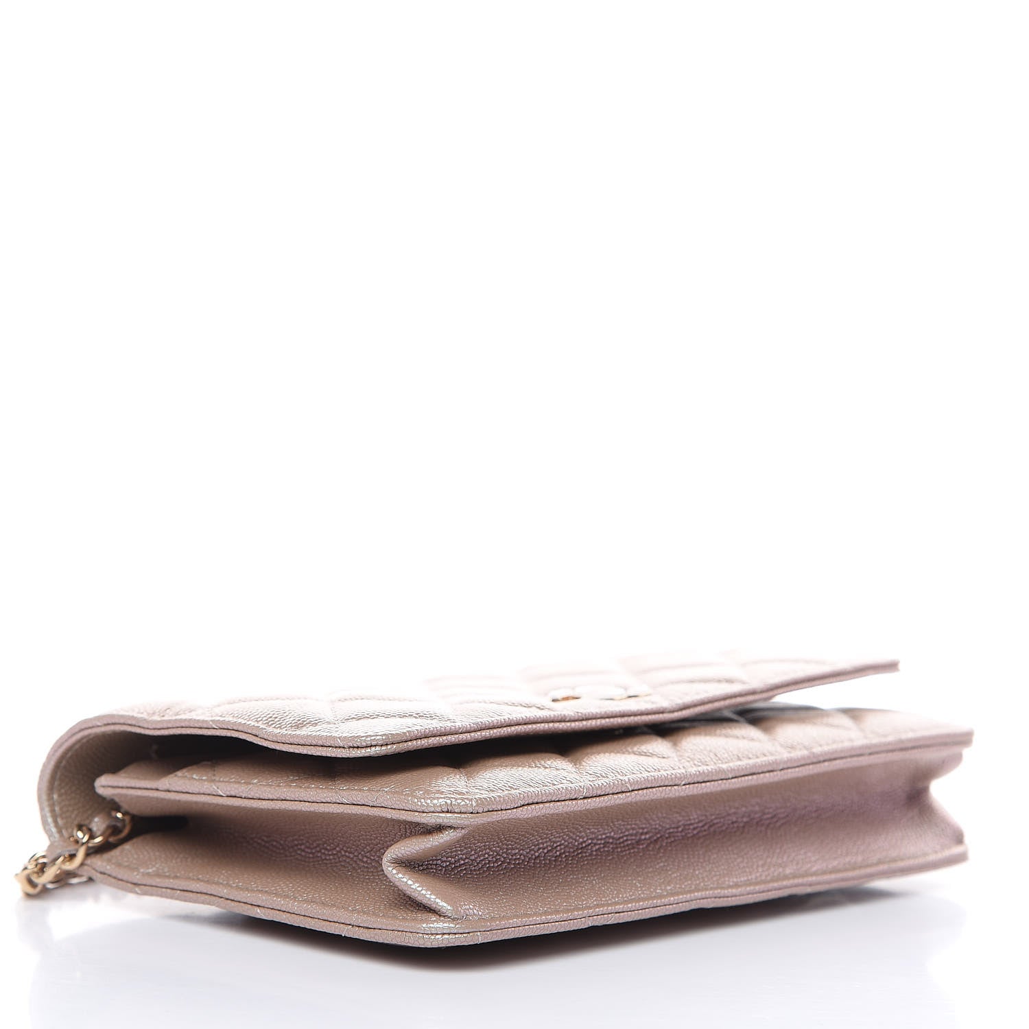 Chanel Iridescent Caviar Quilted Wallet On Chain WOC Beige 4 of 11
