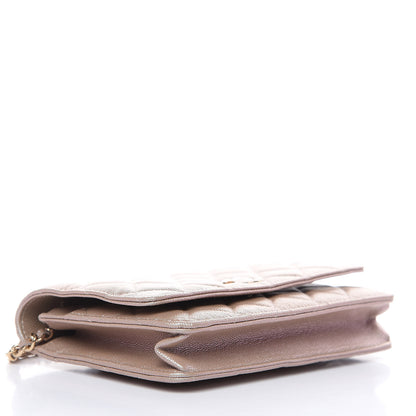 Chanel Iridescent Caviar Quilted Wallet On Chain WOC Beige 4 of 11