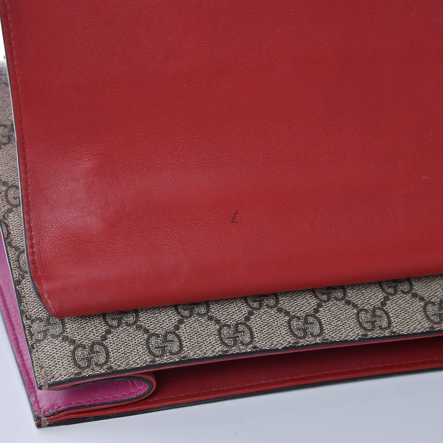 GG Supreme Monogram Calfskin Medium Padlock Shoulder Bag Beige Hibiscus Red New Rosette