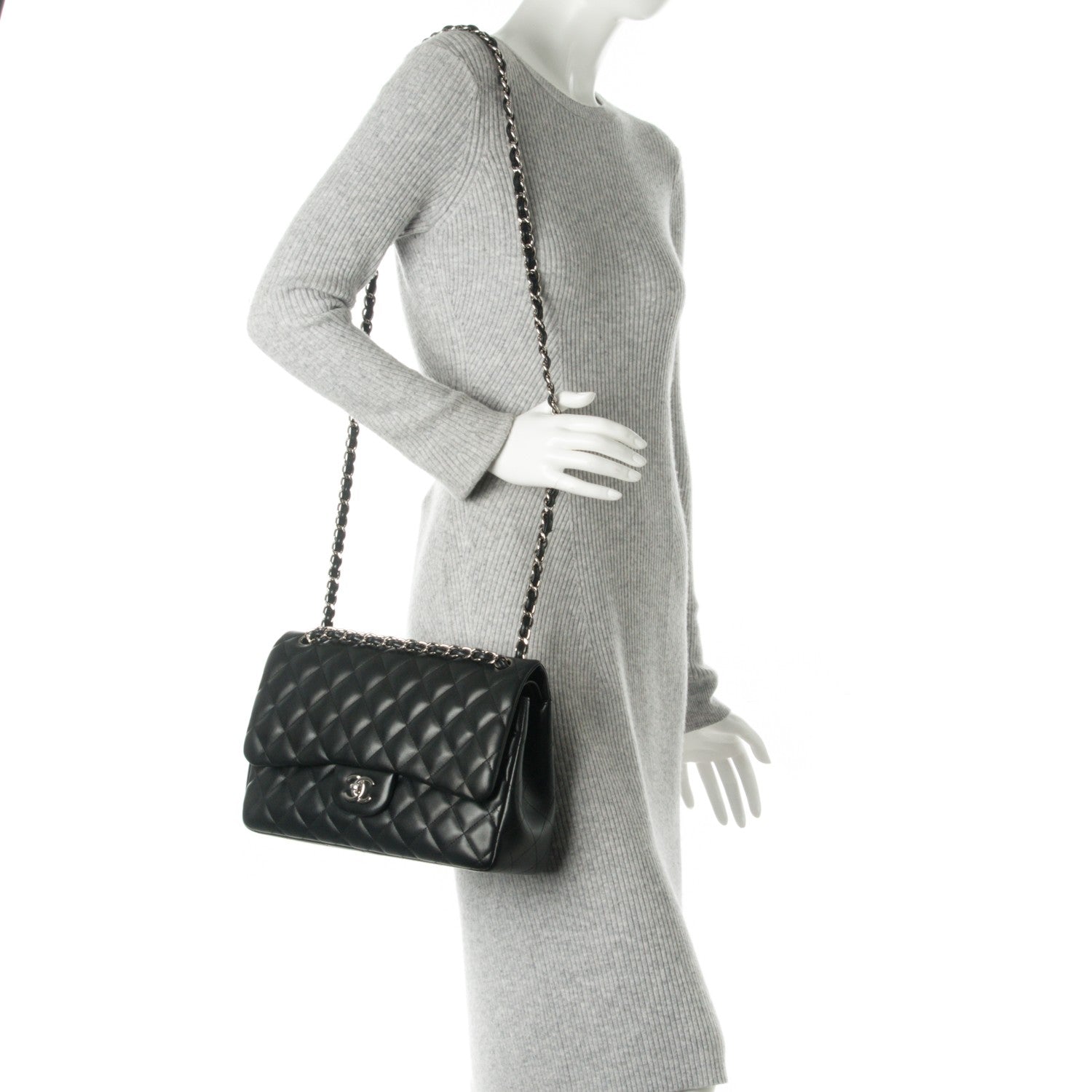 Chanel Lambskin Quilted Jumbo Double Flap Black 3 of 8