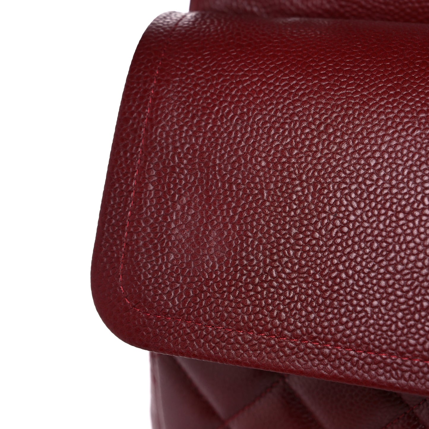 Caviar Quilted Maxi Double Flap Dark Red