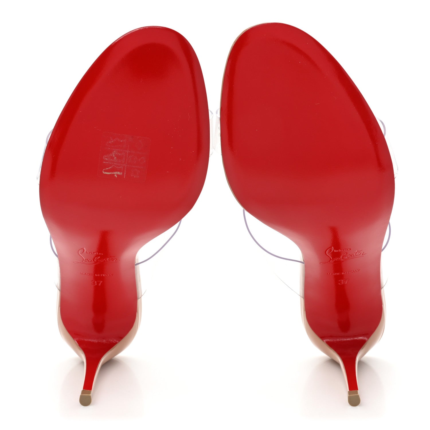 Christian Louboutin Patent PVC Just Nothing 85 Slide Sandals 37 Nude 5 of 9