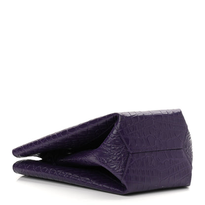 Bottega Veneta Calfskin Crocodile Embossed Doll Top Handle Bag Purple 5 of 10