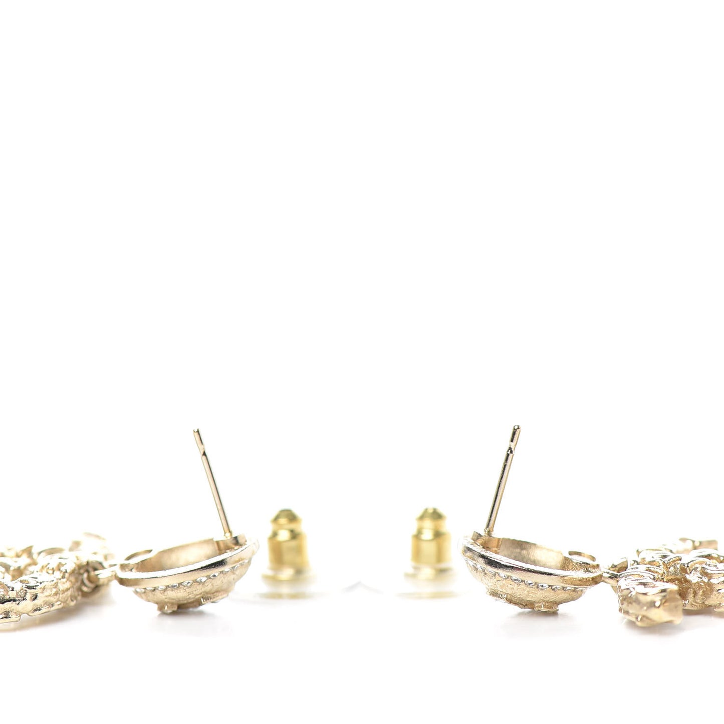 Crystal CC Drop Logo Earrings Gold
