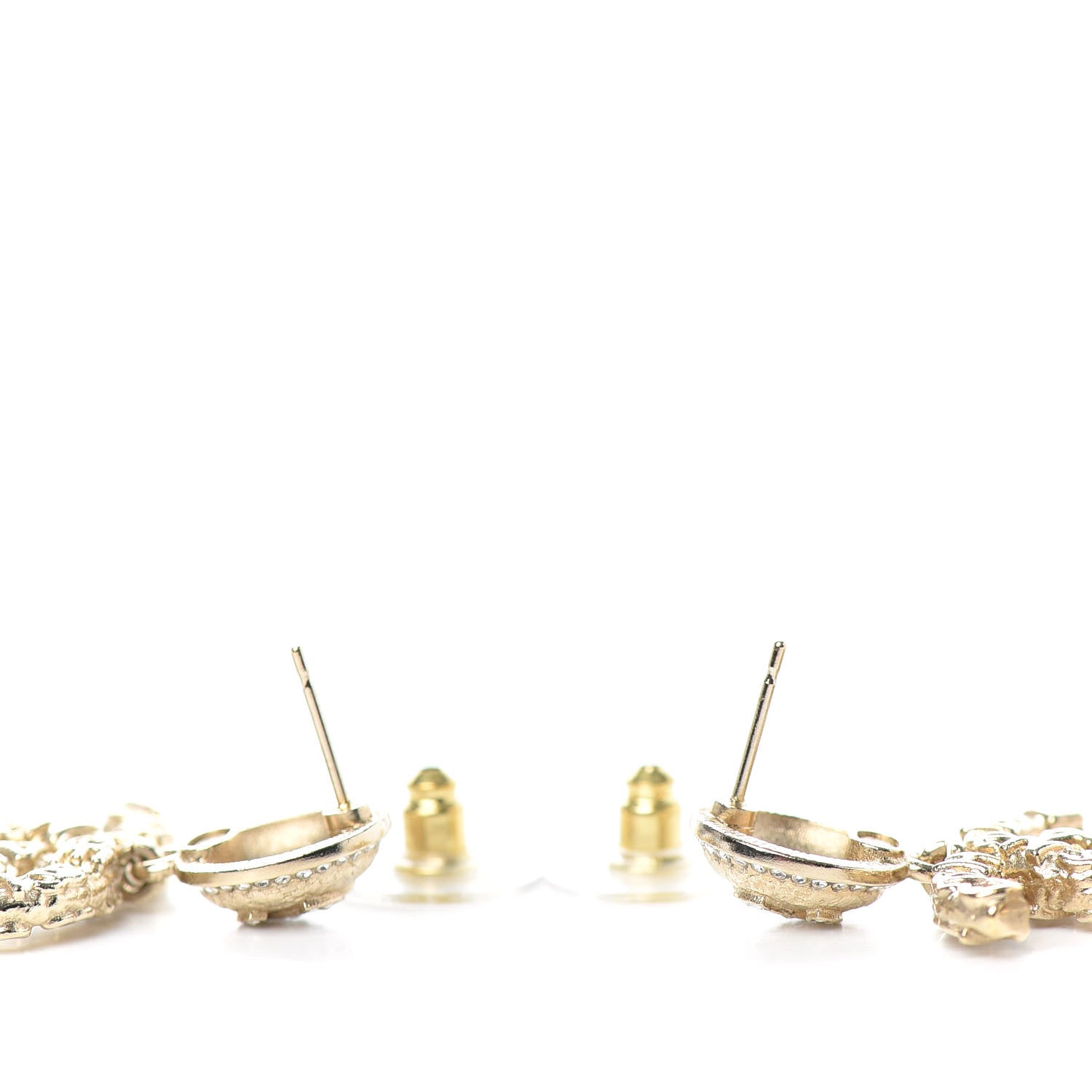 Chanel Crystal CC Drop Logo Earrings Gold 3 of 4