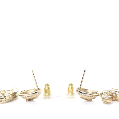 Chanel Crystal CC Drop Logo Earrings Gold 3 of 4