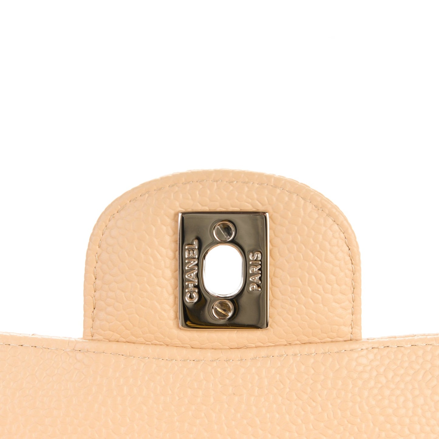 Caviar Quilted Medium Double Flap Beige Clair