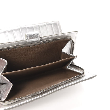 Bottega Veneta Metallic Grosgrain Intrecciato Continental Wallet Silver 6 of 8