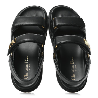 Christian Dior Lambskin Dioract 10mm Sandals 37.5 Black 2 of 10