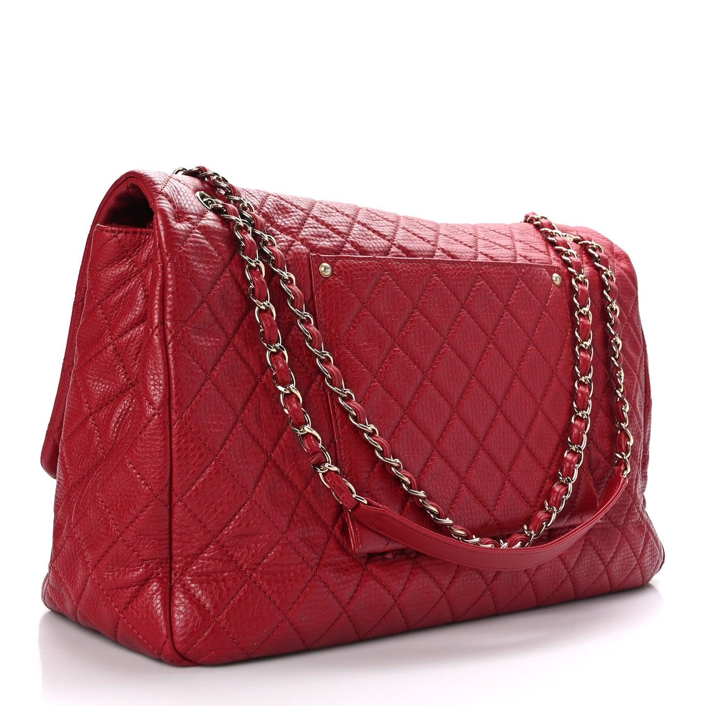 Calfskin Quilted XXL Travel Flap Bag Red