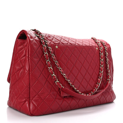 Chanel Calfskin Quilted XXL Travel Flap Bag Red 3 of 10