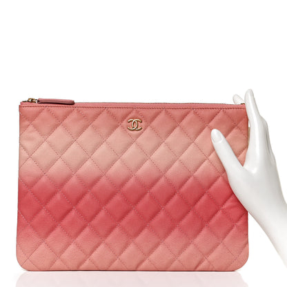 Chanel Caviar Quilted Ombre Medium Cosmetic Case Coral 2 of 12