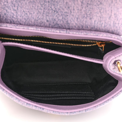 Saint Laurent Denim Y Quilted Monogram Toy Loulou Crossbody Bag Bleached Lilac 5 of 11