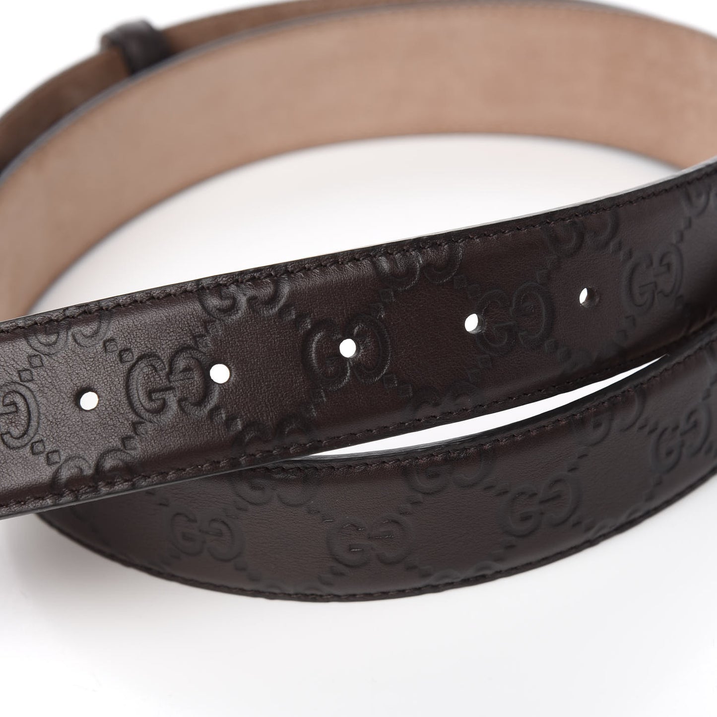 Soft Guccissima Margaux Calfskin Nickel Interlocking G 37mm Belt 105 42 Chocolate