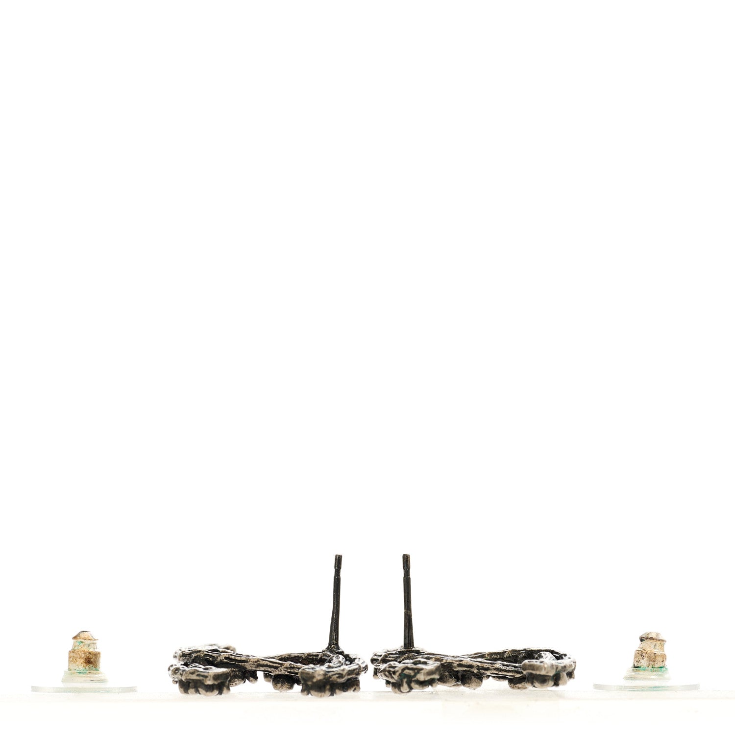 Chanel Crystal CC Camellia Earrings Ruthenium 3 of 5