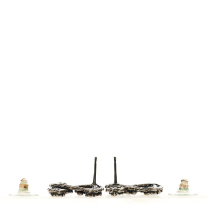 Chanel Crystal CC Camellia Earrings Ruthenium 3 of 5