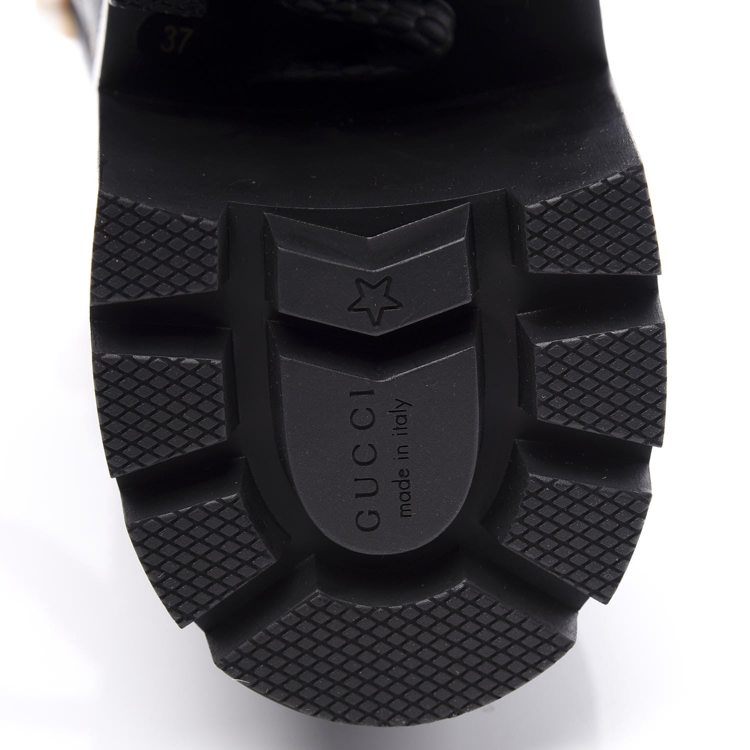 Gucci Calfskin Bee Star Embroidered Lace Up Combat Ankle Boots 37 Black 9 of 11