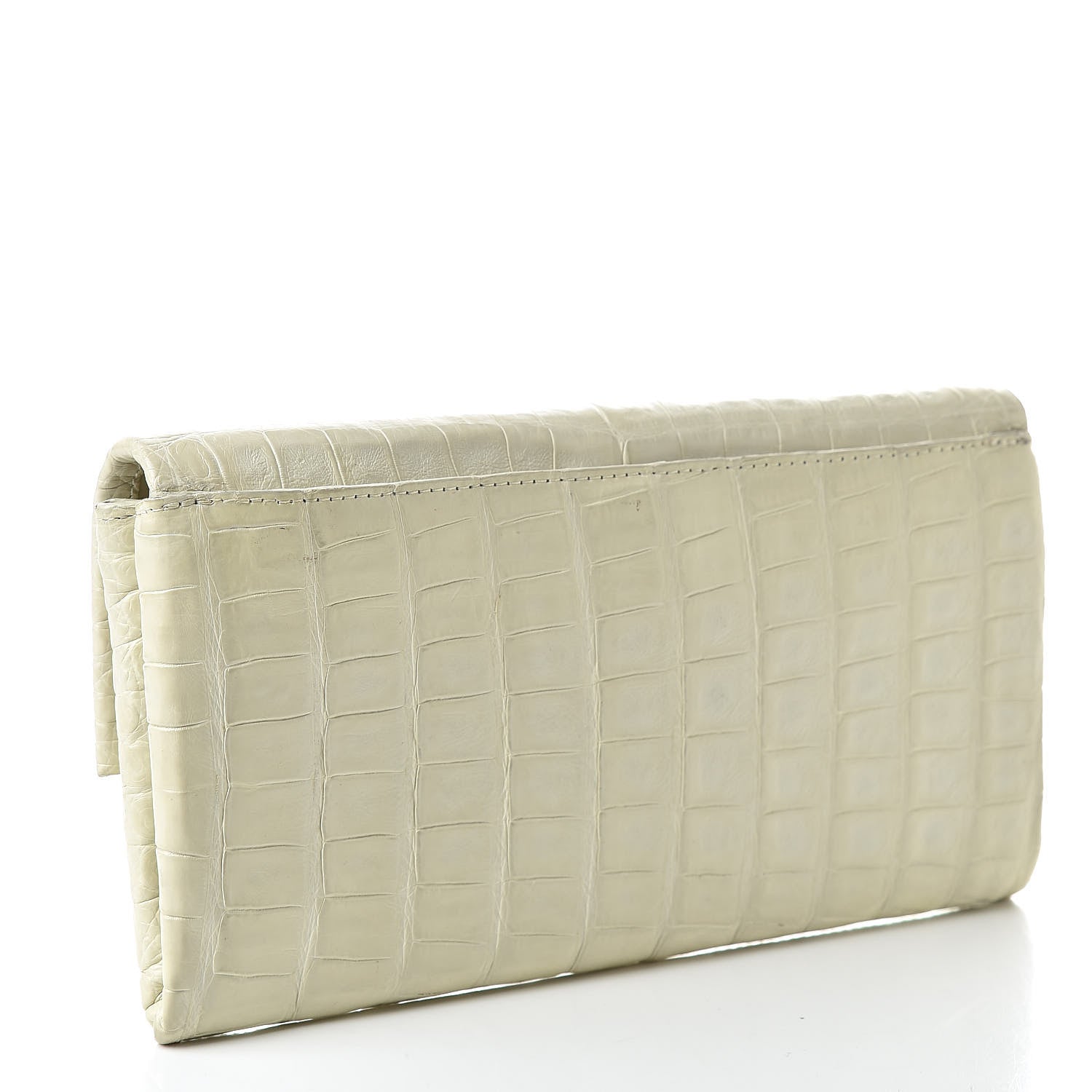 Nancy Gonzalez Crocodile Flap Clutch Wallet White 3 of 14