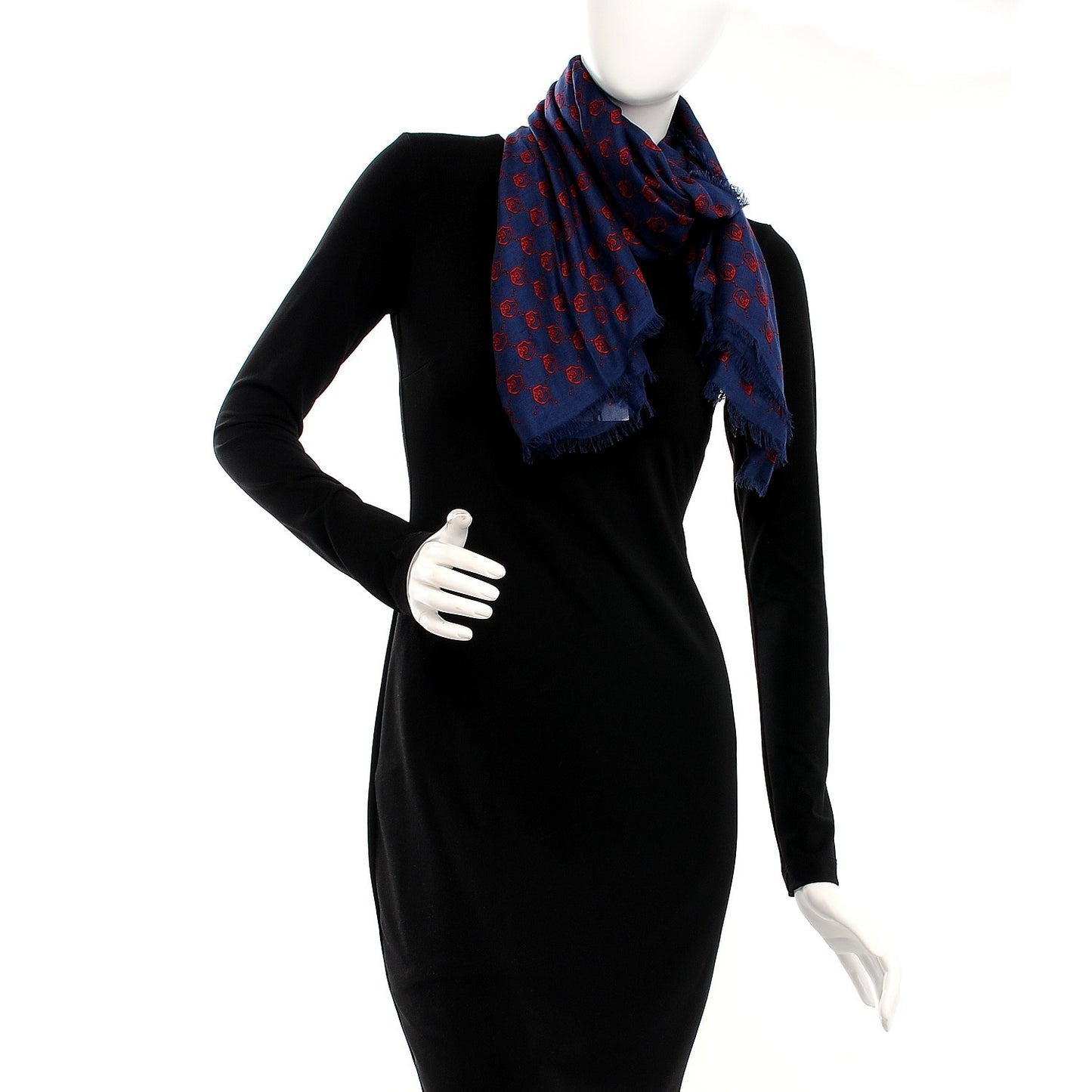 Modal Silk Twill GG Hamlet Square Scarf Sapphire Red