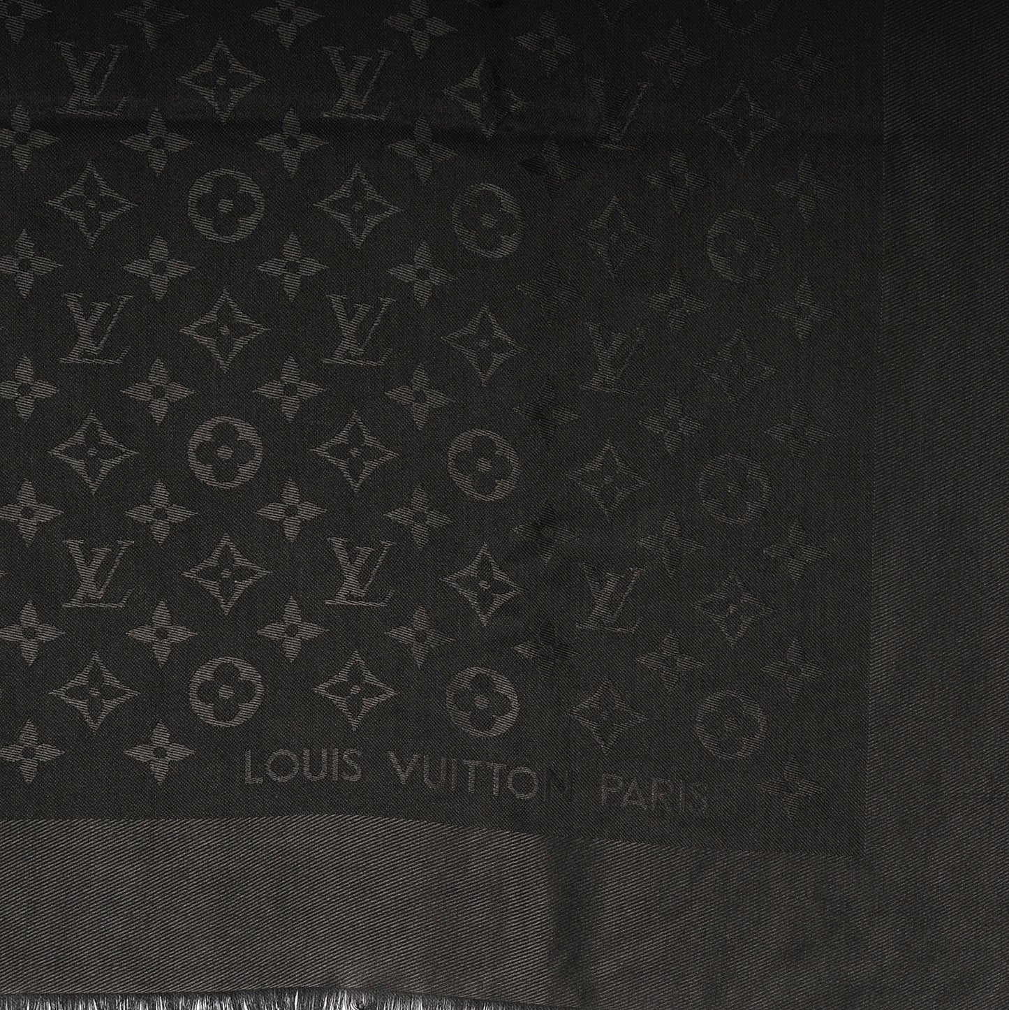 Silk Wool Monogram Shawl Black