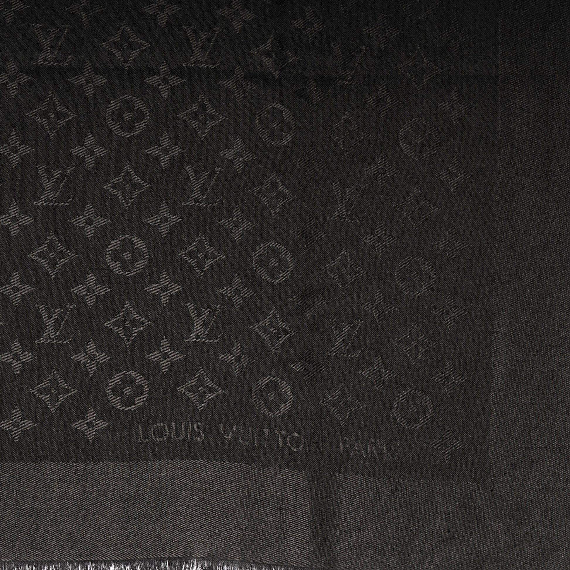Louis Vuitton Silk Wool Monogram Shawl Black 1 of 5