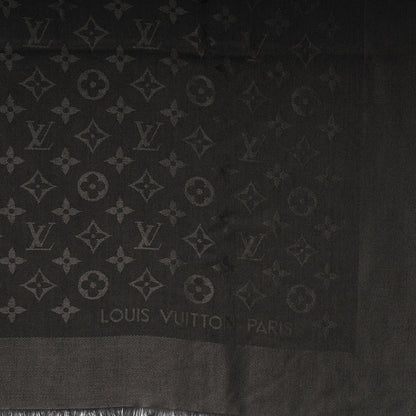 Louis Vuitton Silk Wool Monogram Shawl Black 1 of 5