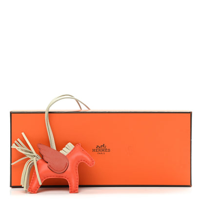 Hermes Milo Lambskin Grigri Rodeo Pegase Horse Bag Charm PM Orange Poppy Craie Terre Battue 5 of 5