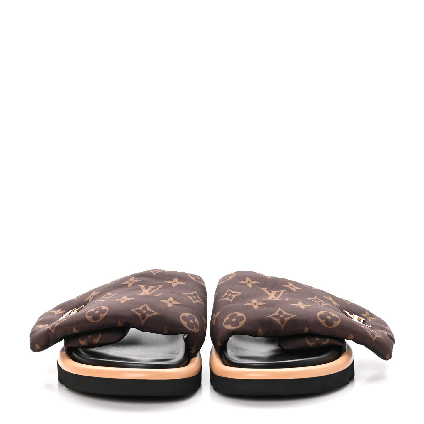 Nylon Monogram LV Pool Pillow Flat Comfort Mule 40 Cacao Brown