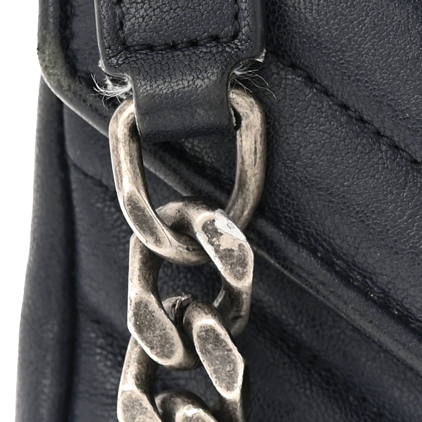Sheepskin Matelasse Chevron Monogram Medium College Bag Deep Marine