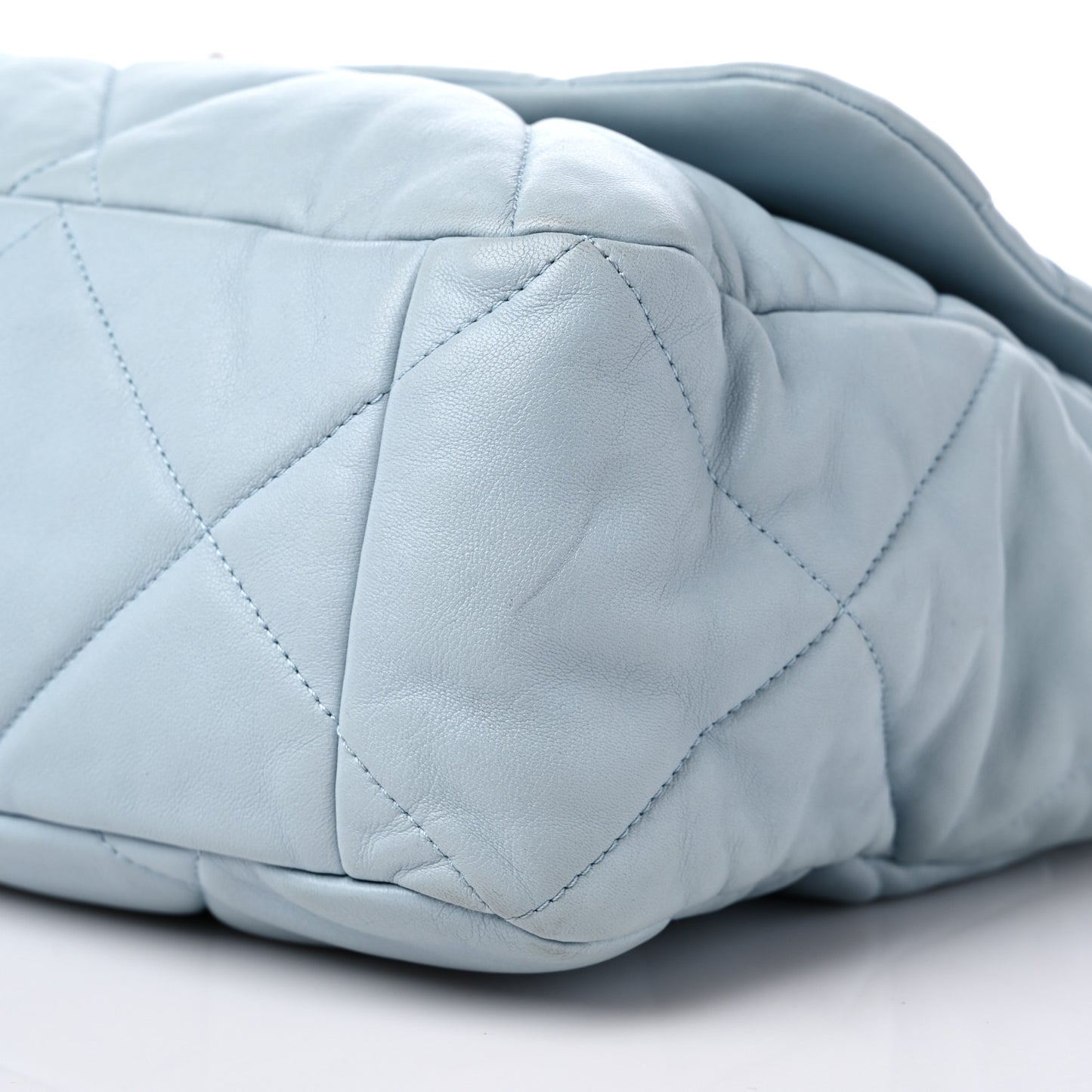 Goatskin Quilted Maxi Chanel 19 Flap Light Blue