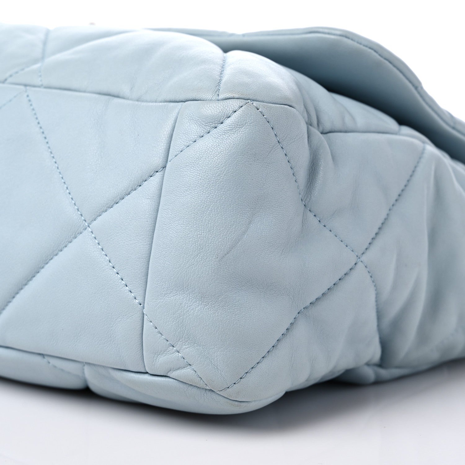 Chanel Goatskin Quilted Maxi Chanel 19 Flap Light Blue 9 of 12